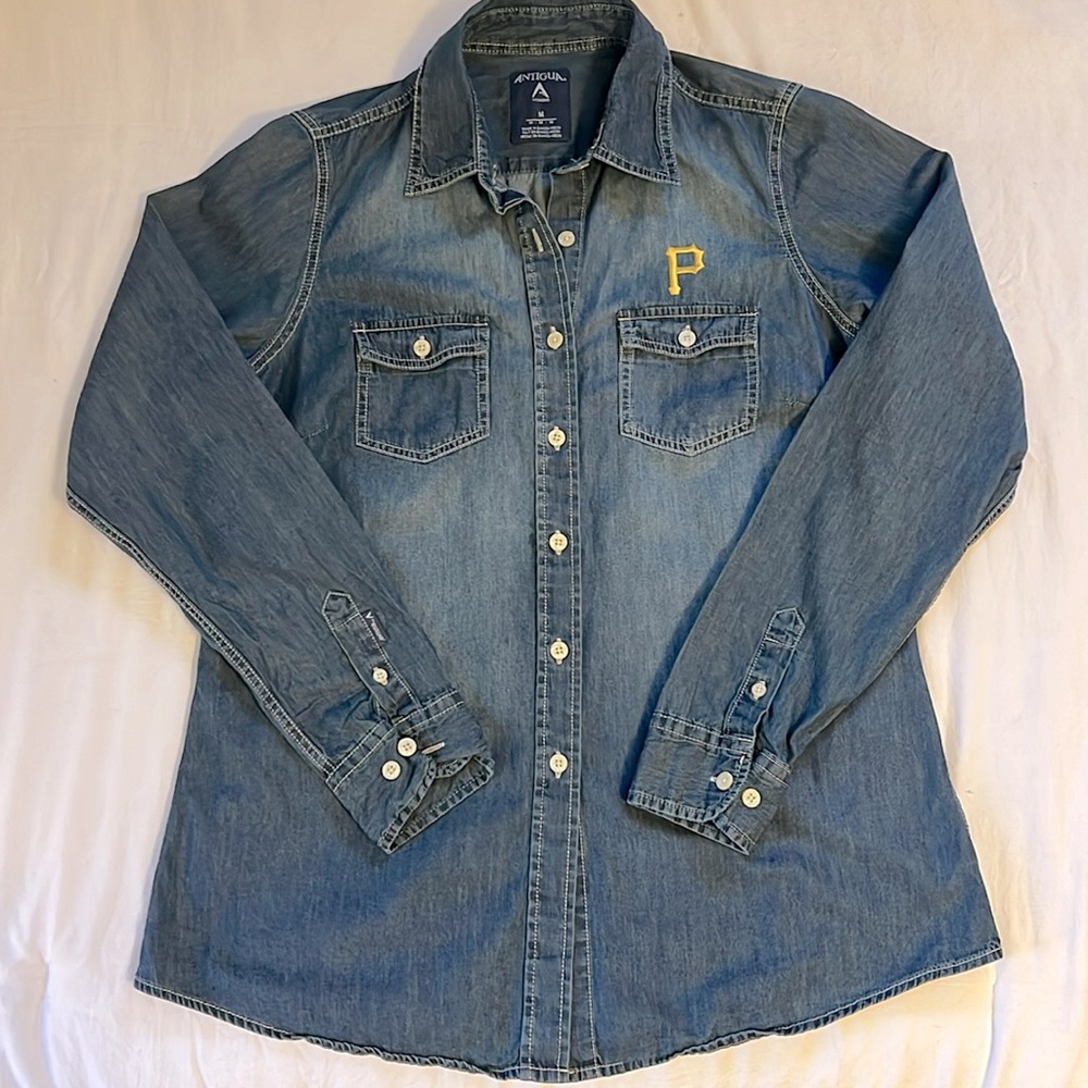 Antigua Pirates Denim Button-down Too